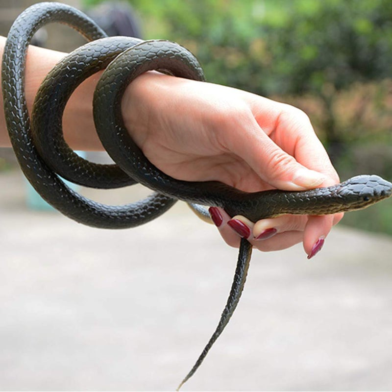 Outee 7 Pcs Realistic Rubber Snakes - Fake 15-47.2 Inch Black Snake Toys for Garden Props, Scaring Birds & Squirrels, Halloween & Easter Gifts, Lifelike Scary Gag Props - Image 5